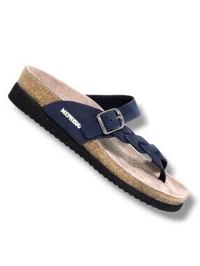 MEPHISTO Helen Twist Navy Nubuck Comfort Sandals